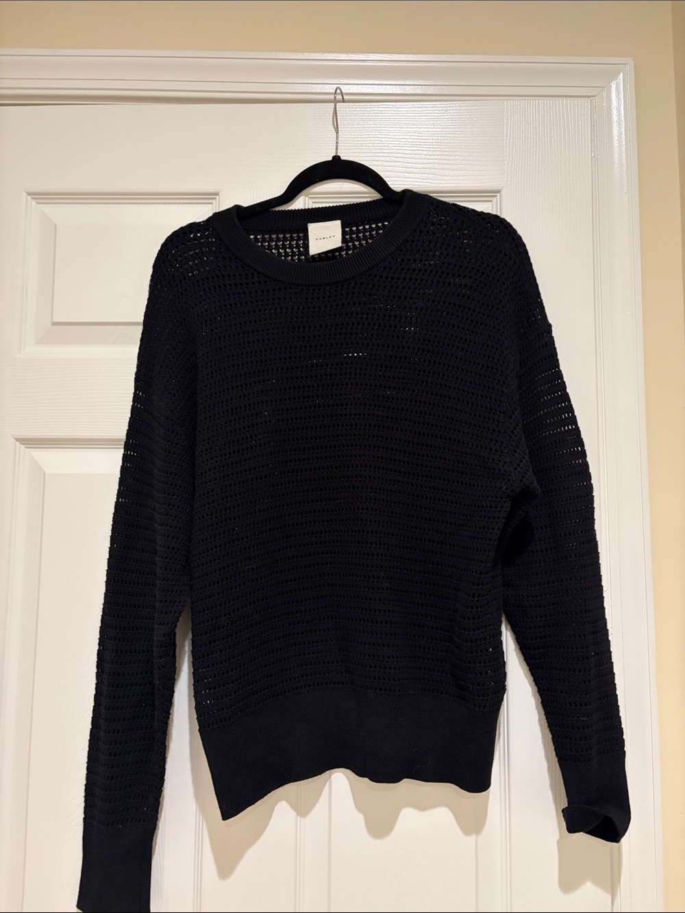 Varley Black Open-Knit Crew Sweater
